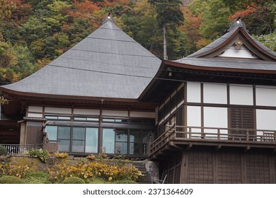 Old Japanese house in Yamagata Japan while autumn season Maple Leaf Festival.  - Powered by Shutterstock