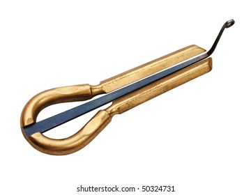 Old Jaw Harp Isolated On White Background With Clipping Path