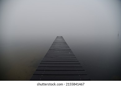 Old Jetty On Foggy Lake