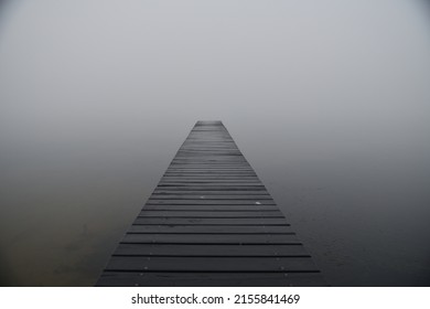 Old Jetty On Foggy Lake