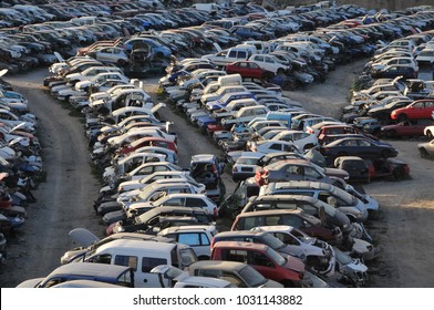 Old Junk Cars On Junkyard