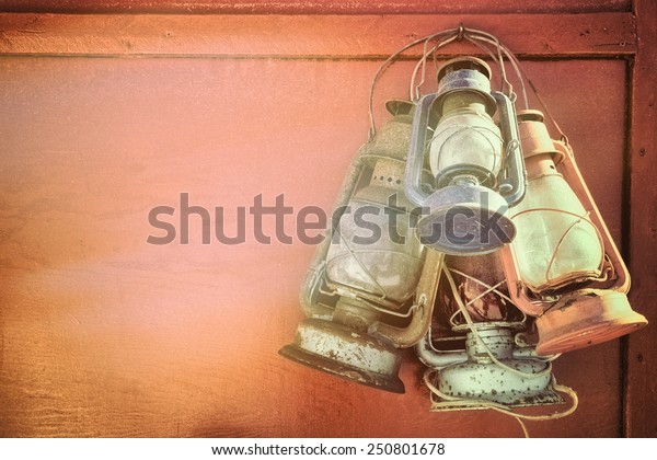 Old Kerosene Lanterns Hanging On Barn Royalty Free Stock Image