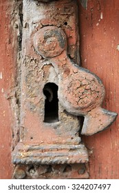 Old Key Hole With Decaying Brown Paint