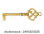 Old key isolated on white background with clipping path