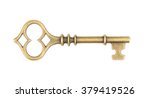 Old key isolated on white background. without shadow