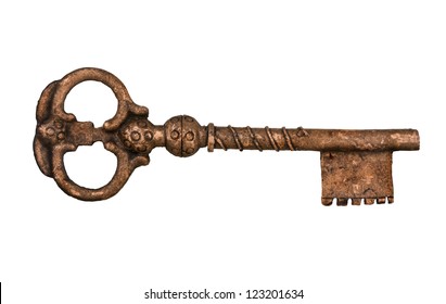 Old Key Isolated On White