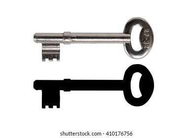 Old Key Isolated On White With Alpha Chanel