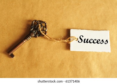 Old Key To Success Concept With Label Or Tag