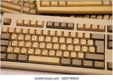 Old Keyboard Isolated On White Background.