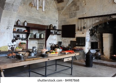 Old kitchen in the castle of Valencay, France, Loire valley