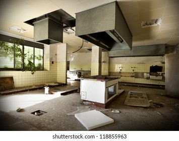 old kitchen destroyed, interior abandoned house - Shutterstock ID 118855963