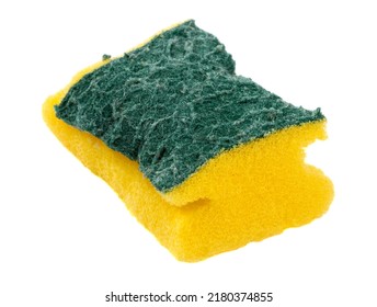 Old Kitchen Sponge Isolated On The White Background 