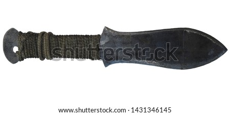 Old knife, dirty rusty dagger, isolate.