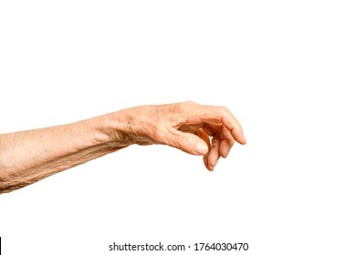 Old Lady Arm. Hand Of Elderly Women On A White Background.