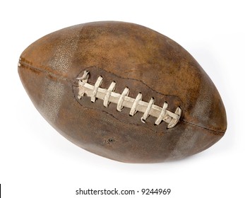 Old leather ball to play rugby.