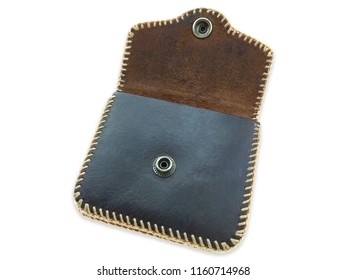 Old leather wallet isolated on a white background