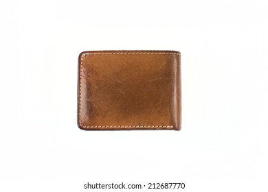 Old Leather Wallet On White Background