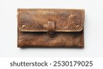 Old Leather wallet From The WW2 , isolated on White Background