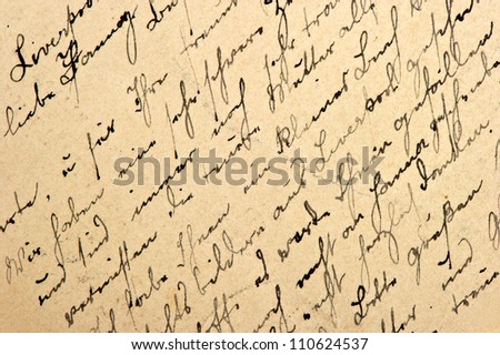 Old letter with vintage handwriting. Grunge background