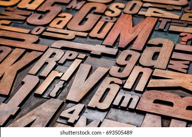 Old letterpress wood type printing blocks  - Shutterstock ID 693505489