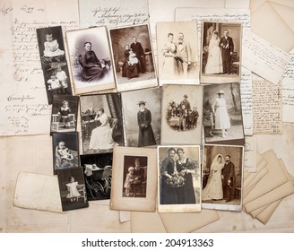 old letters and antique family photos. original vintage pictures from ca. 1900 - Shutterstock ID 204913363