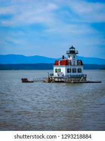 Old Light House On Hudson River In Upstate NY