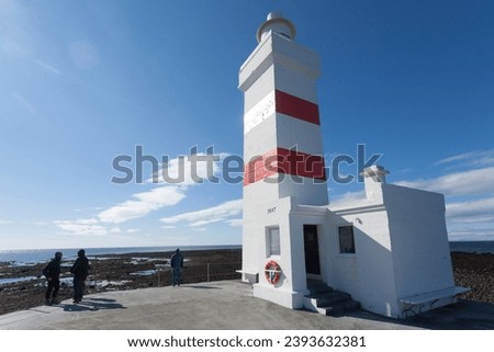 The old lighthouse in Gardur at Reykjanes Peninsula Iceland. Iceland landmark