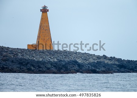 Old lighthouse standing at the coast of Iceland at the West fjords Stock photo © 