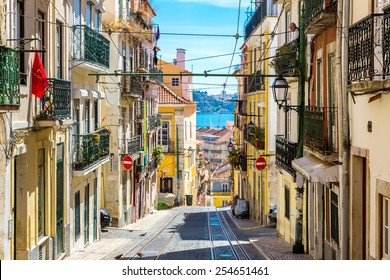 Old Lisbon Street In A Beautiful Summer Day