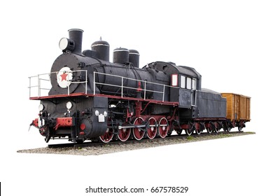 Old Locomotive Isolated On A White Background