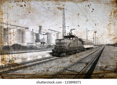 Old  Locomotive In Retro Design Look