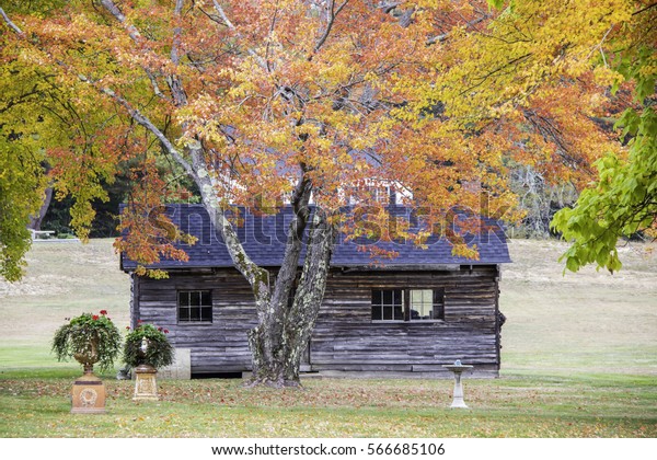 Old Log Cabin Autumn Color Around Stock Photo Edit Now 566685106