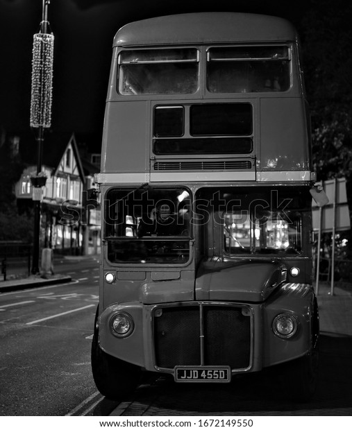 Old London bus in black and white London\
England 22.02.2020