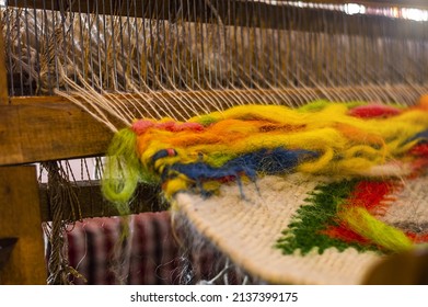 old loom for weaving carpets in Ukraine