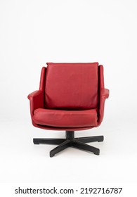 Old Low Red Leather Chair