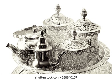 Old Luxurious Silver Tea Set