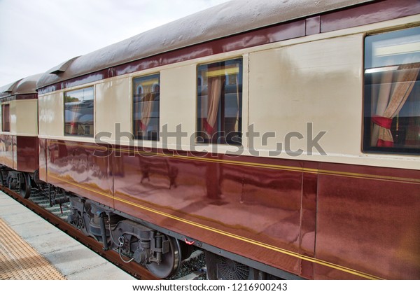 Old Luxury\
Train at Ronda train station in\
Spain