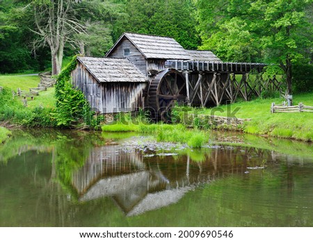 The Old Mabry Mill and It's Reflection off the Blue Ridge Parkway in Virginia        