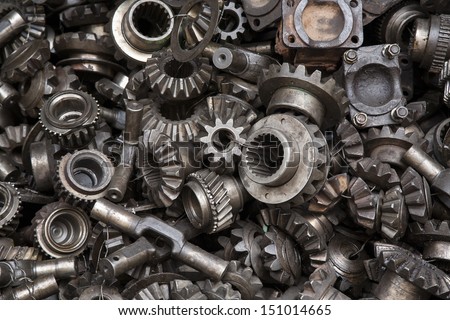 Old machine parts in second hand machinery shop in Bangkok,Thailand