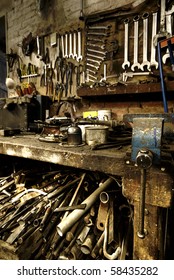 An Old Machine Shop Full Of Tools