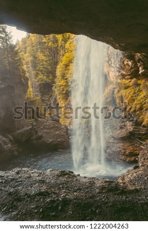 
Old magical forst with fallen orange leaves into river. Mystical autumn forest.
Close-up of stunning waterfall in Switzerland near Klausenpass, Canton Glarus, Switzerland, Europe.