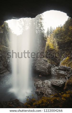 
Old magical forst with fallen orange leaves into river. Mystical autumn forest.
Close-up of stunning waterfall in Switzerland near Klausenpass, Canton Glarus, Switzerland, Europe.