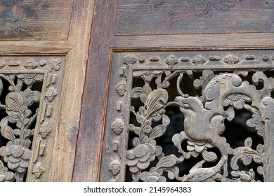 Old Mahogany Wood Carving Doors And Windows Of Ancient Chinese Architecture