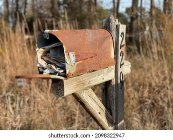 Old Mail Box With Old Mail In It