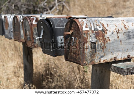 Old Mailboxes in a Row