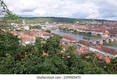 Old Main Bridge And Old Town In Wuerzburg