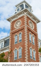 The Old Main clock tower, the oldest building on the University of Arkansas campus, USA