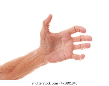 Old Man  Hand On A White Background