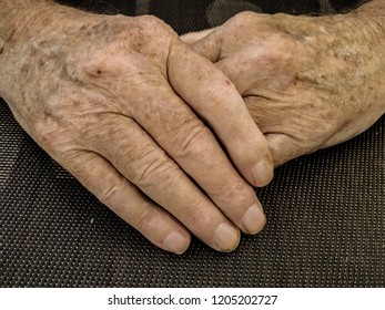 Old man hands close up.
