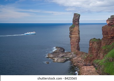 The Old Man Of Hoy And A Car Ferry, Orkney